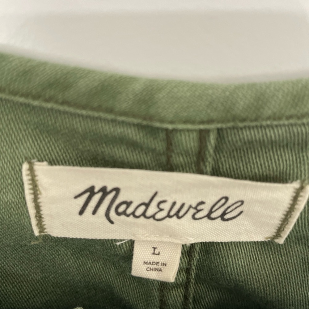 Women’s Madewell Army Green Button front Jacket-Large-cinch drawstring-Pockets - Picture 4 of 7